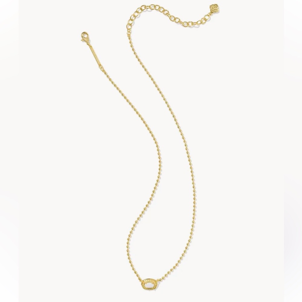 NWT Kendra Scott Emilie Gold Beaded Pendant Necklace in White Mother-of-Pearl - Picture 2 of 5